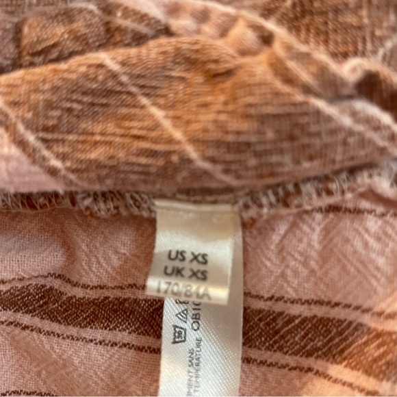 New! Free People Tan Brown Striped Cotton Living Tunic Mini Dress 20208 - Picture 8 of 11